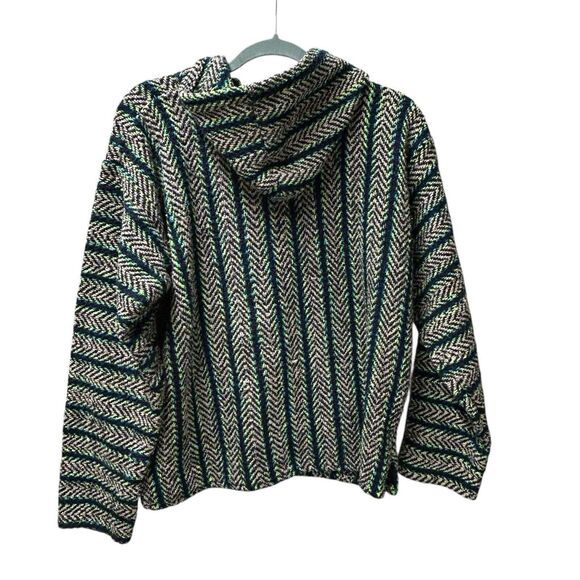 Y2k  Baja Joe Mexico Hippie Drug Rug Hooded Poncho with Pocket -Size Large?? - Picture 5 of 9